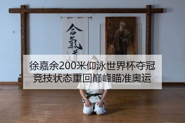徐嘉余200米仰泳世界杯夺冠 竞技状态重回巅峰瞄准奥运